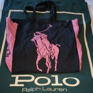 Ralph Lauren Black and Pink Polo Tote